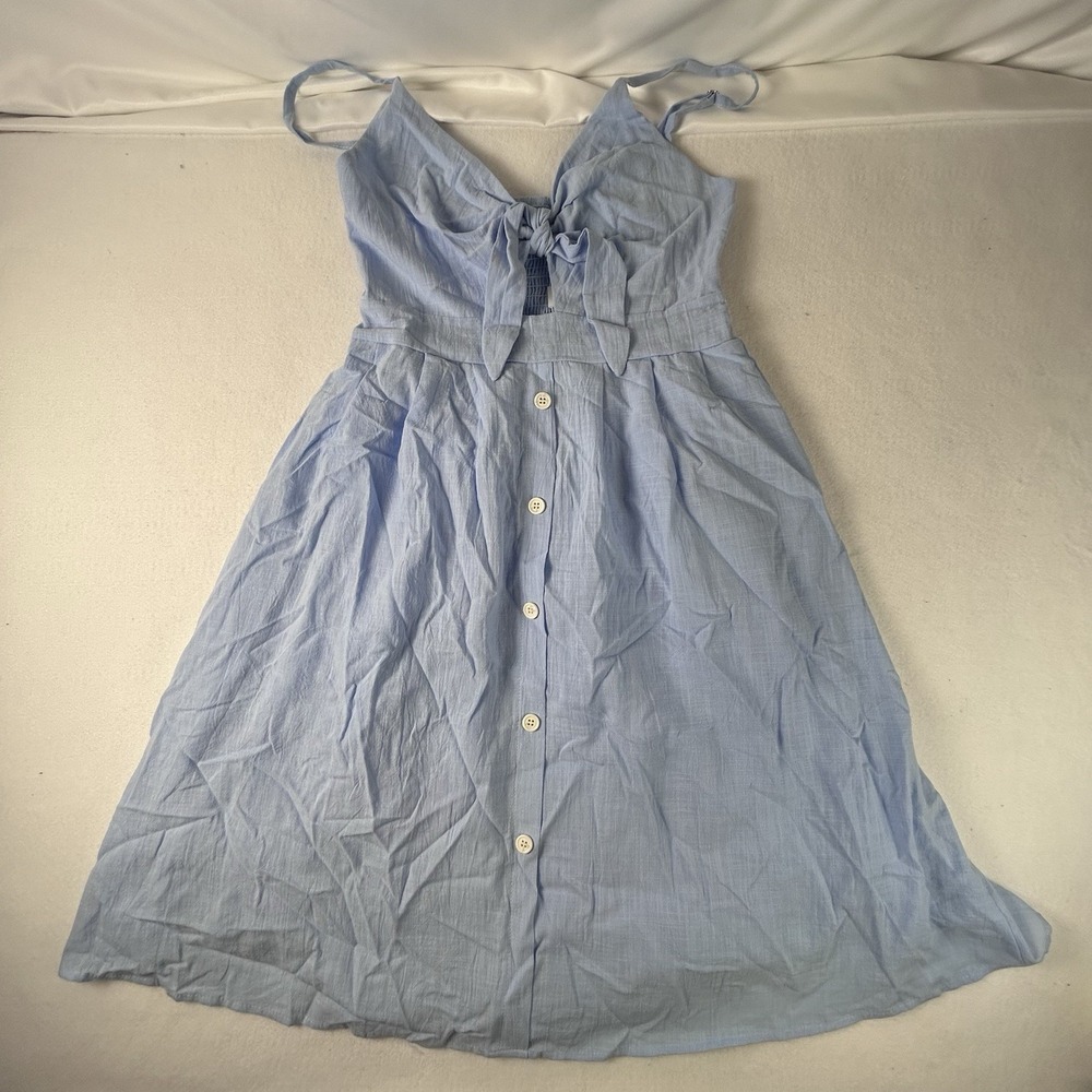 Ecowish Y2K NWT Blue M Summer Dress Spaghetti Straps Sweetheart Neck Midi Bow